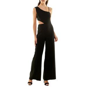 NWT Nicole Miller Women's Asymmetric Cutout One Shoulder Sleeveless Wide Leg Jum